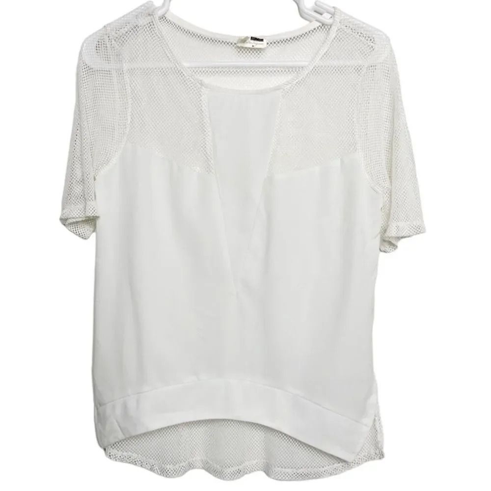 LF Rumor Boutique Mesh Short Sleeve Shirt White Size Medium